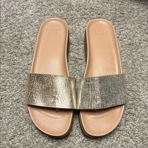 Donald J. Pliner Metallic Gold Slide Sandals